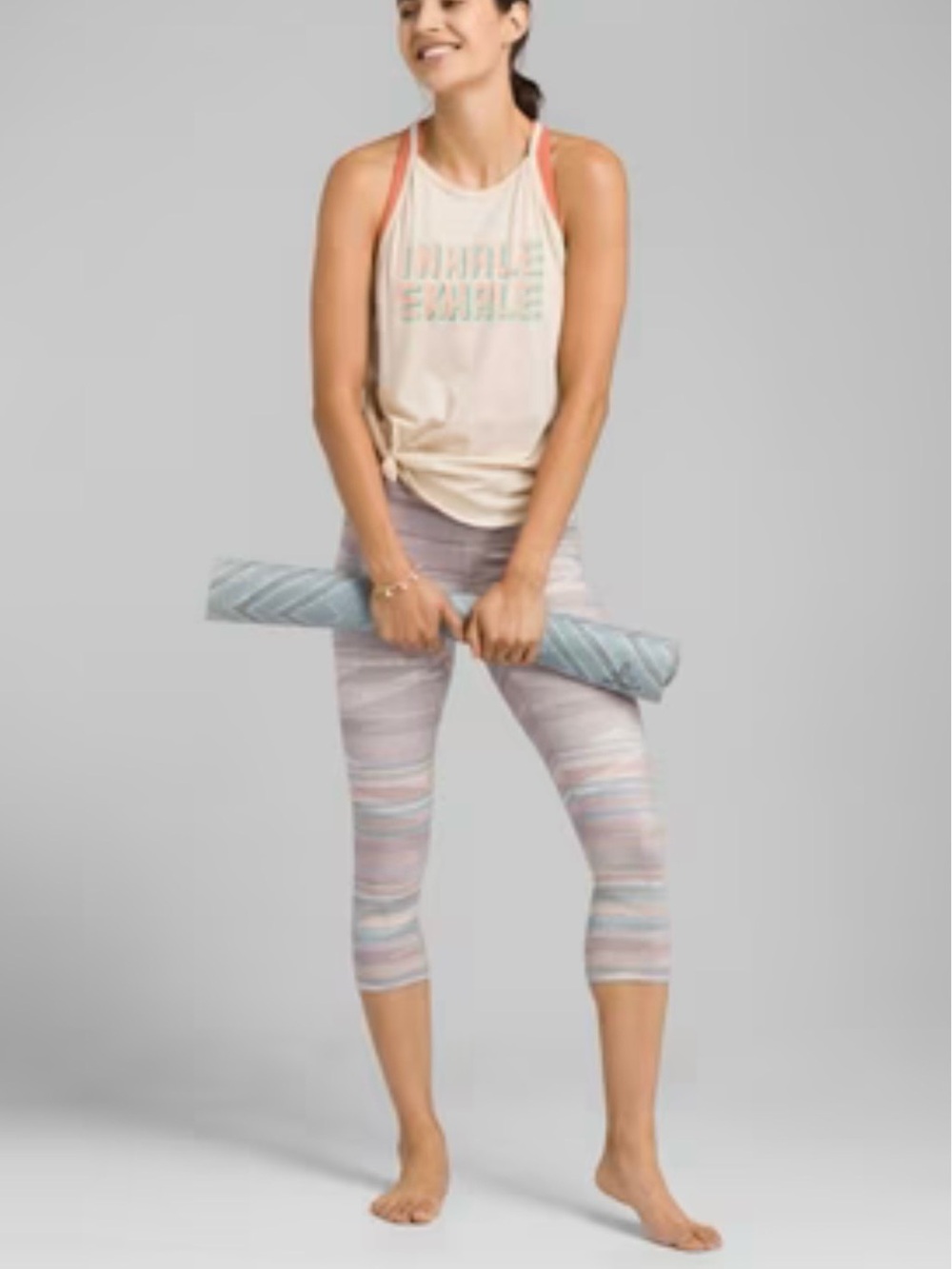 PRANA Pillar Printed Capri Ashy Sunrise Activewear Yoga Leggings | XS